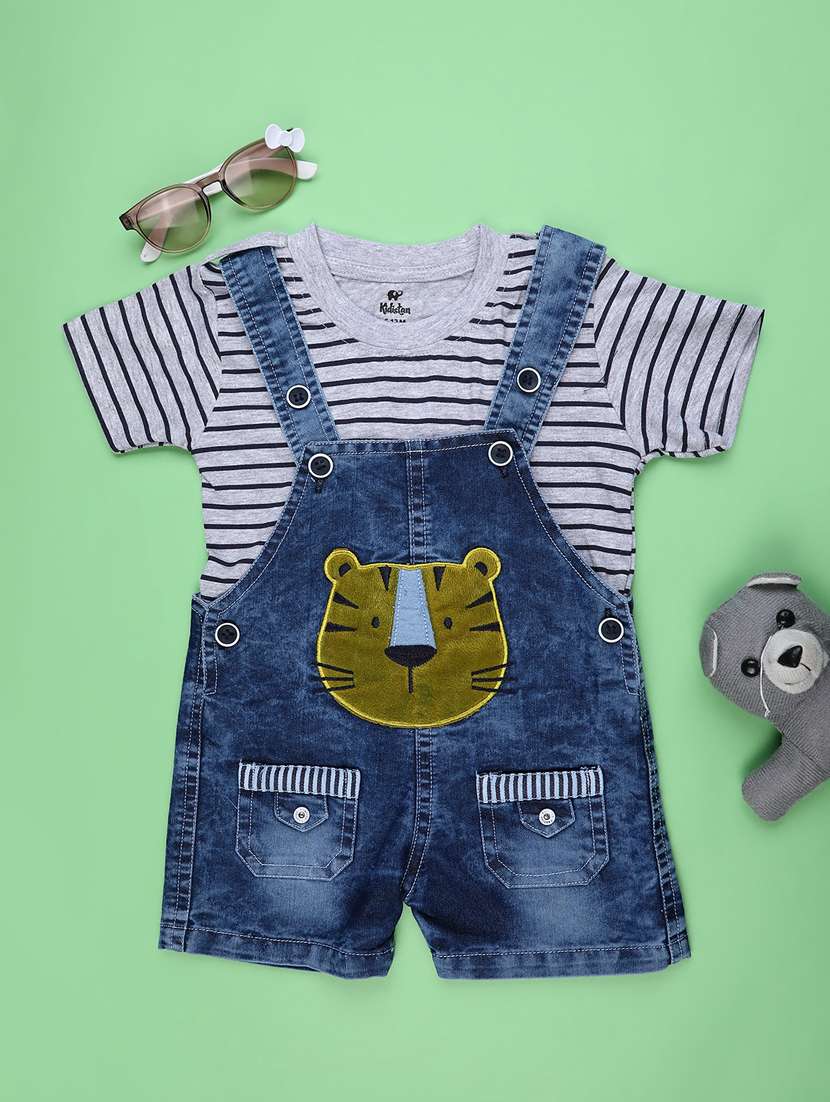 boys printed t-shirt and dungree set