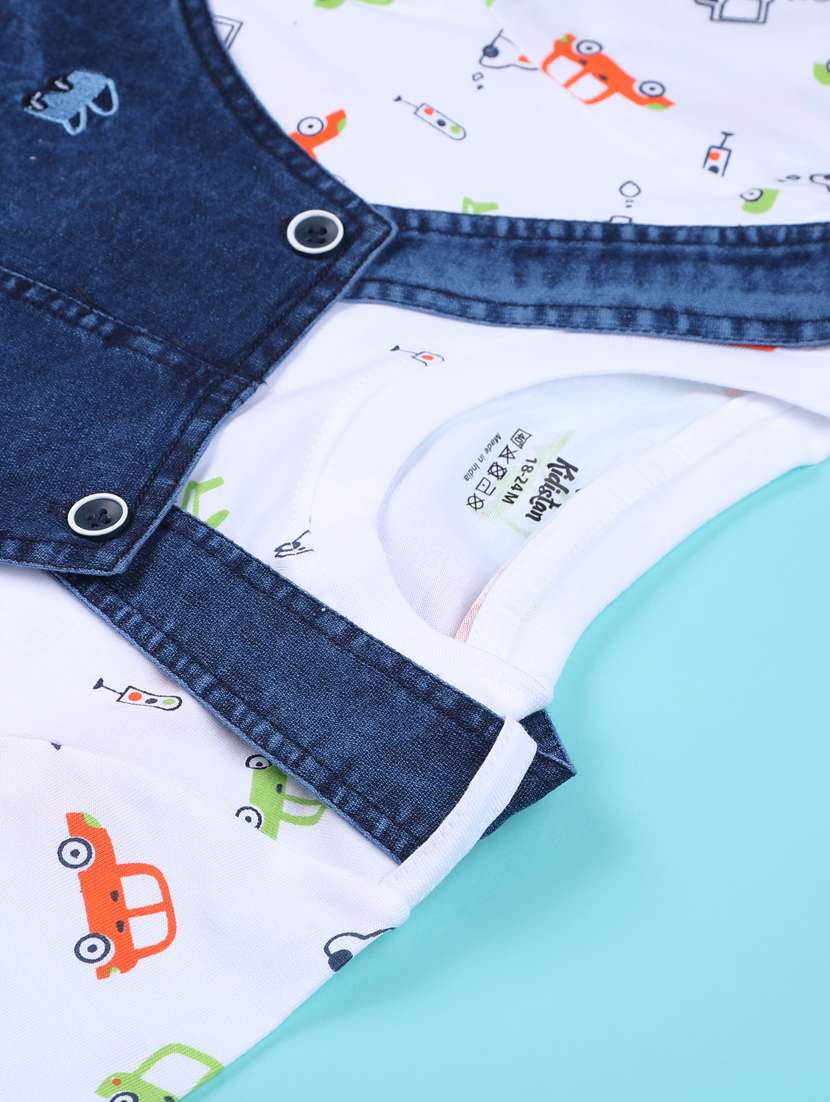 boys printed t-shirt and dungree set - 22159170 -  Standard Image - 3