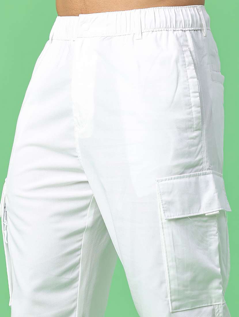 men solid mid rise regular fit cargo - 22159182 -  Standard Image - 5