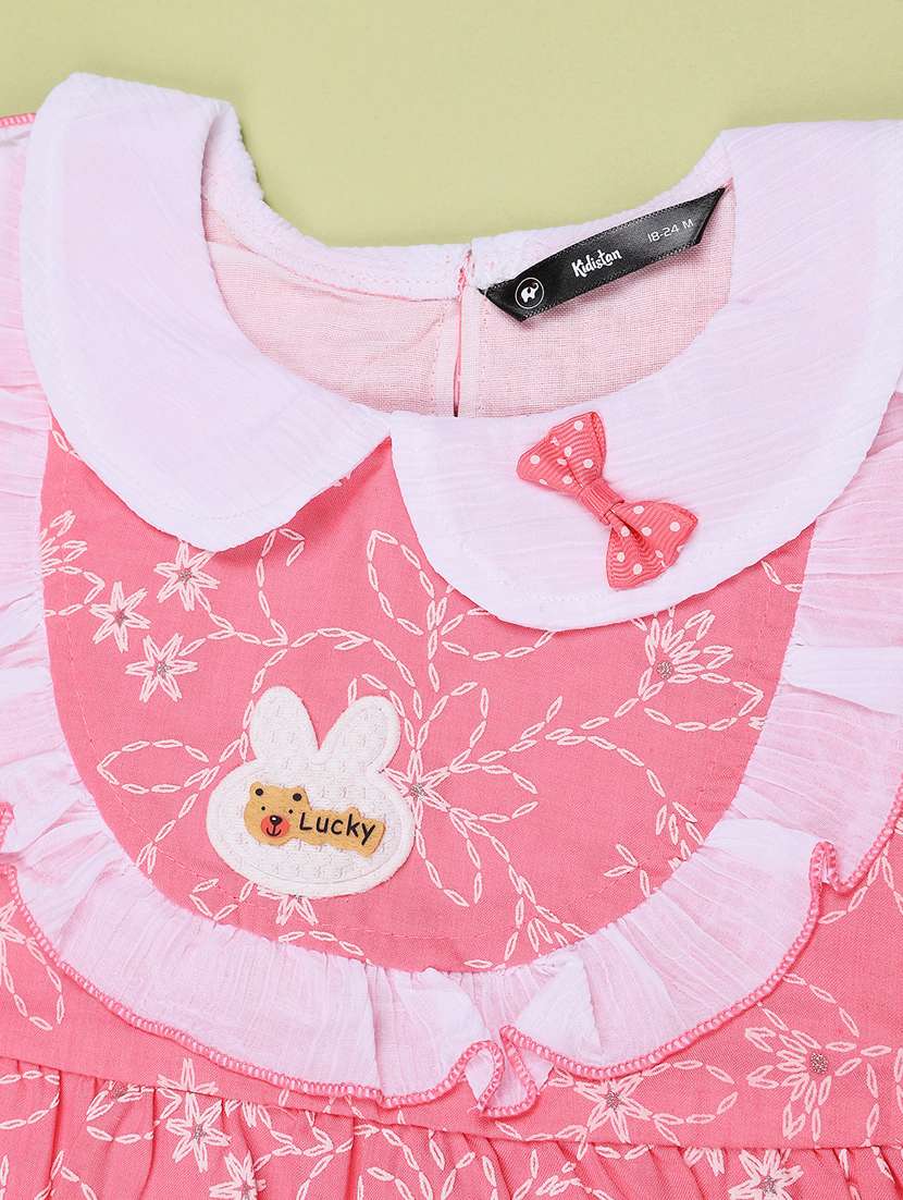 girls printed puff sleeves frock with bloomer - 22159227 -  Standard Image - 3