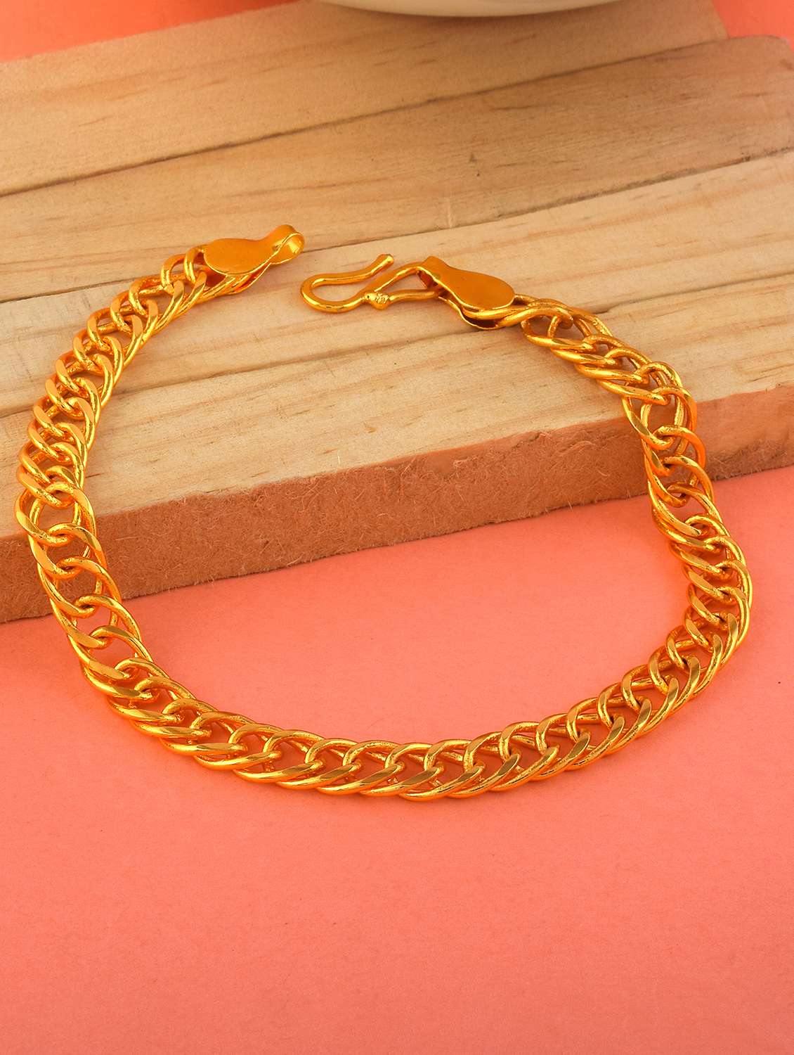 gold plated brass interlink unisex bracelet