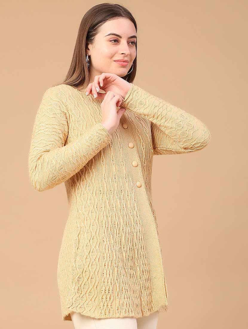 women self design long sleeve cardigan - 22159275 -  Standard Image - 3