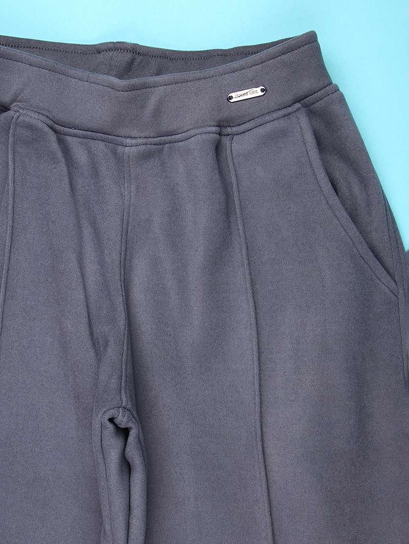 girls solid mid rise straight trouser - 22159329 -  Standard Image - 3