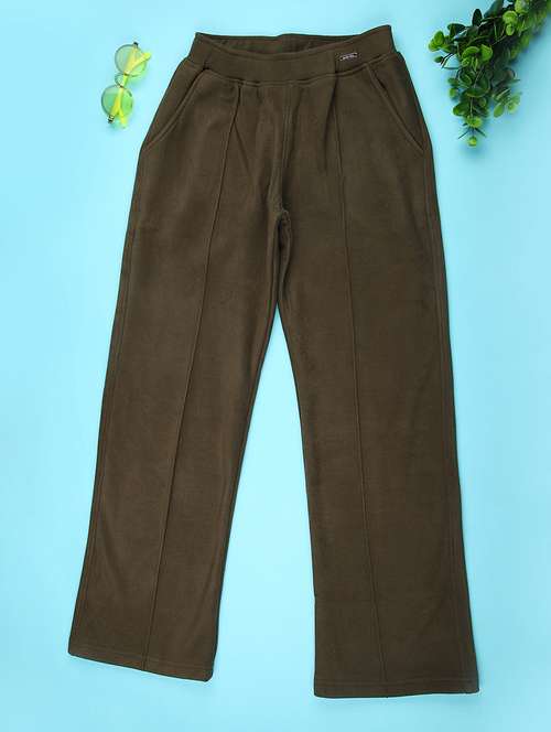 girls solid mid rise straight trouser - 22159332 -  Standard Image - 0