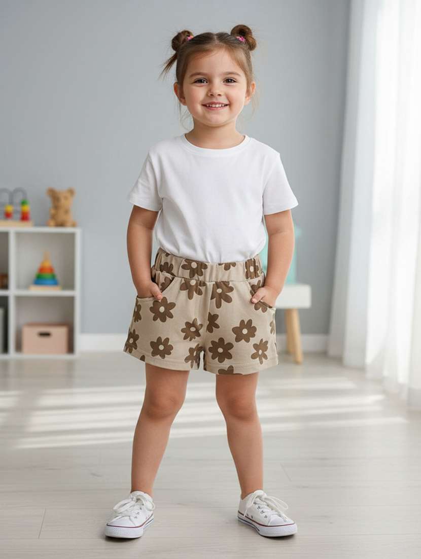 beige cotton shorts & three fourth