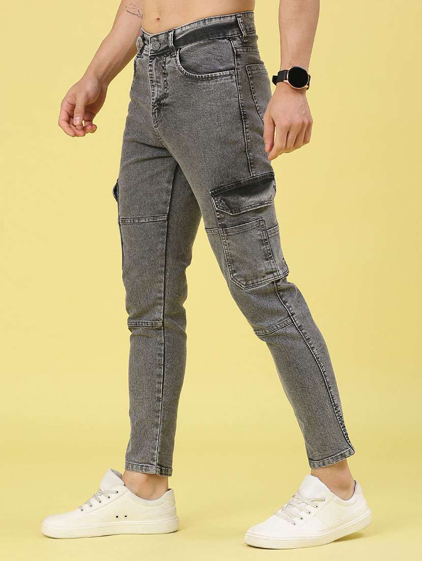 men solid mid rise slim fit cargo  - 22159486 -  Standard Image - 3