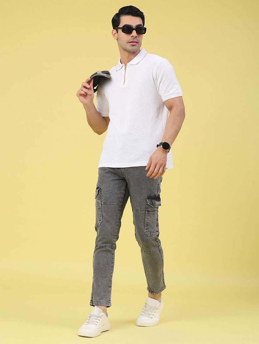men solid mid rise slim fit cargo  - 22159486 -  Standard Image - 5
