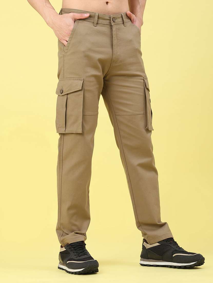men solid mid rise cargo