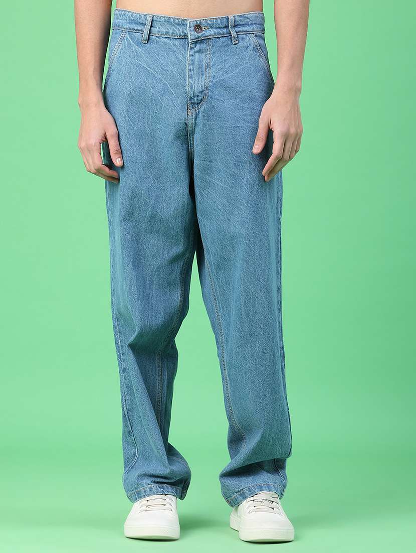 men plain mid rise relaxed fit jeans