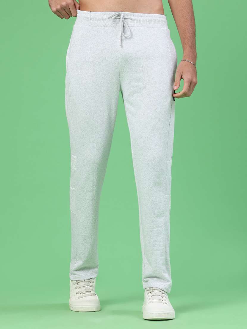 men solid mid rise full length track pant
