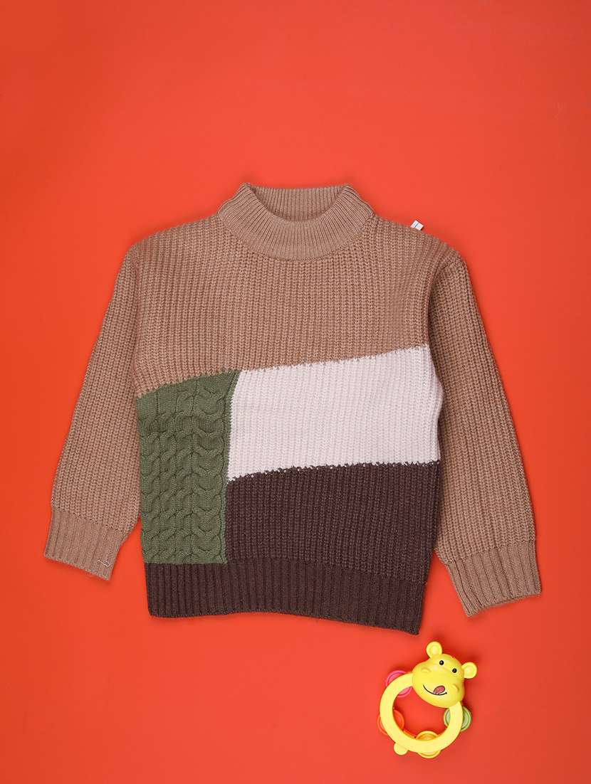 boys self design long sleeve sweater