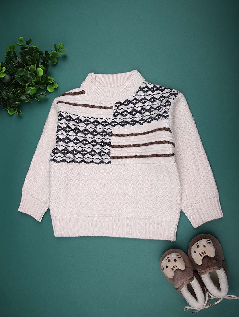 boys self design long sleeve sweater