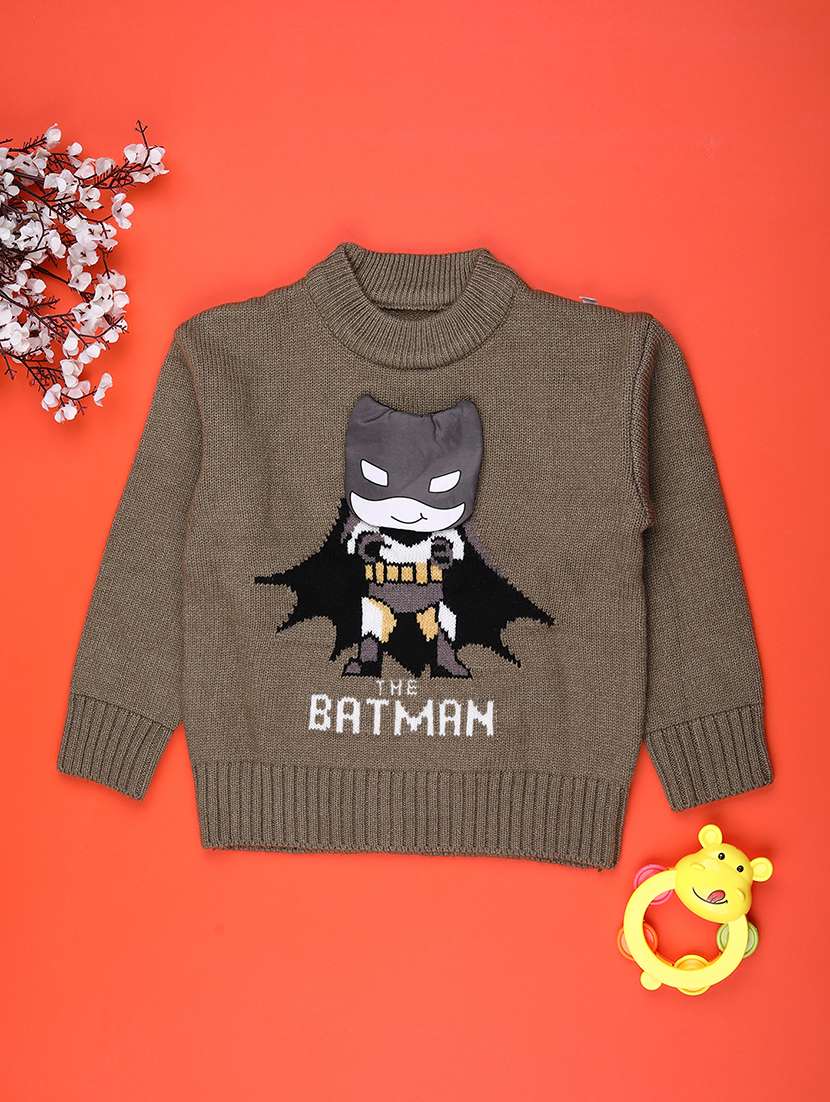 boys self design long sleeve sweater