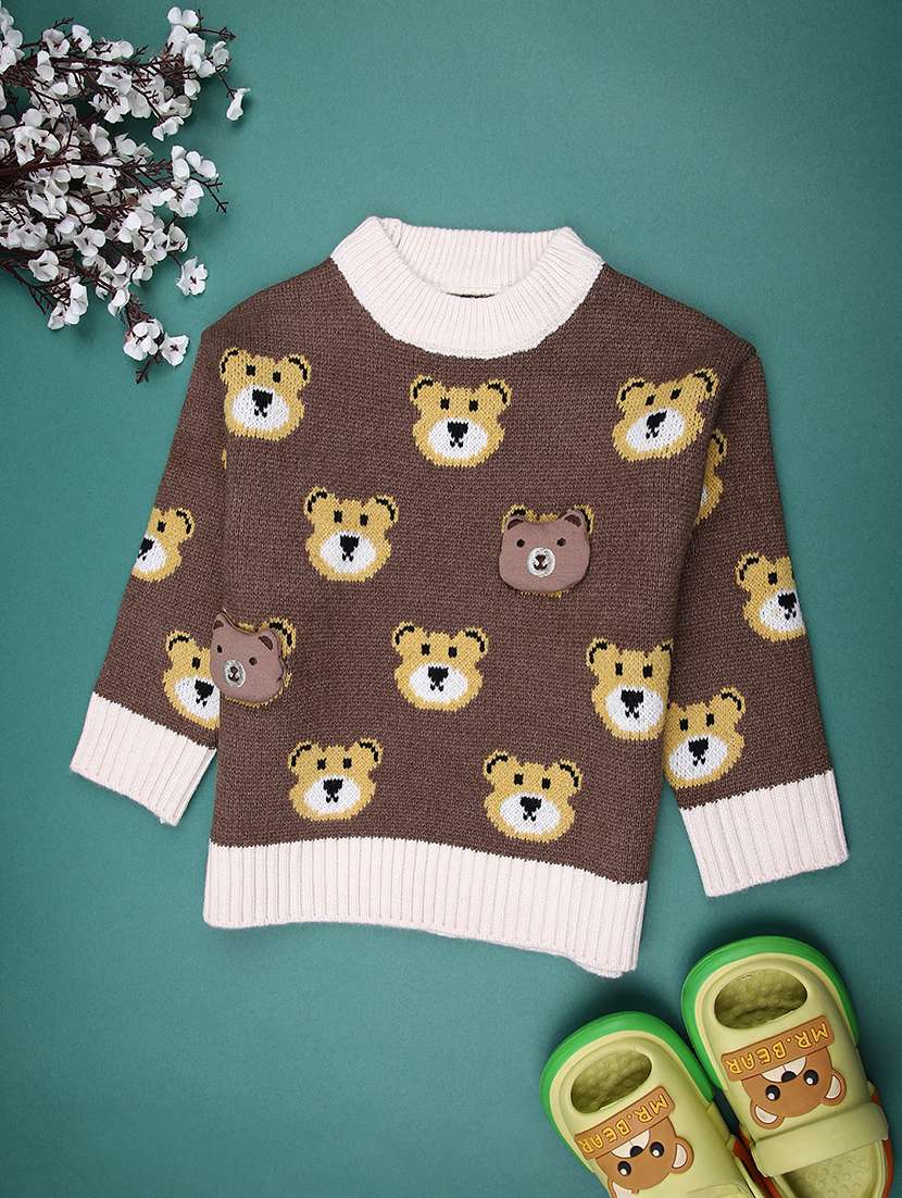 boys self design long sleeve sweater