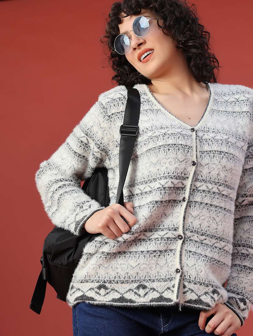 women self design long sleeve cardigan