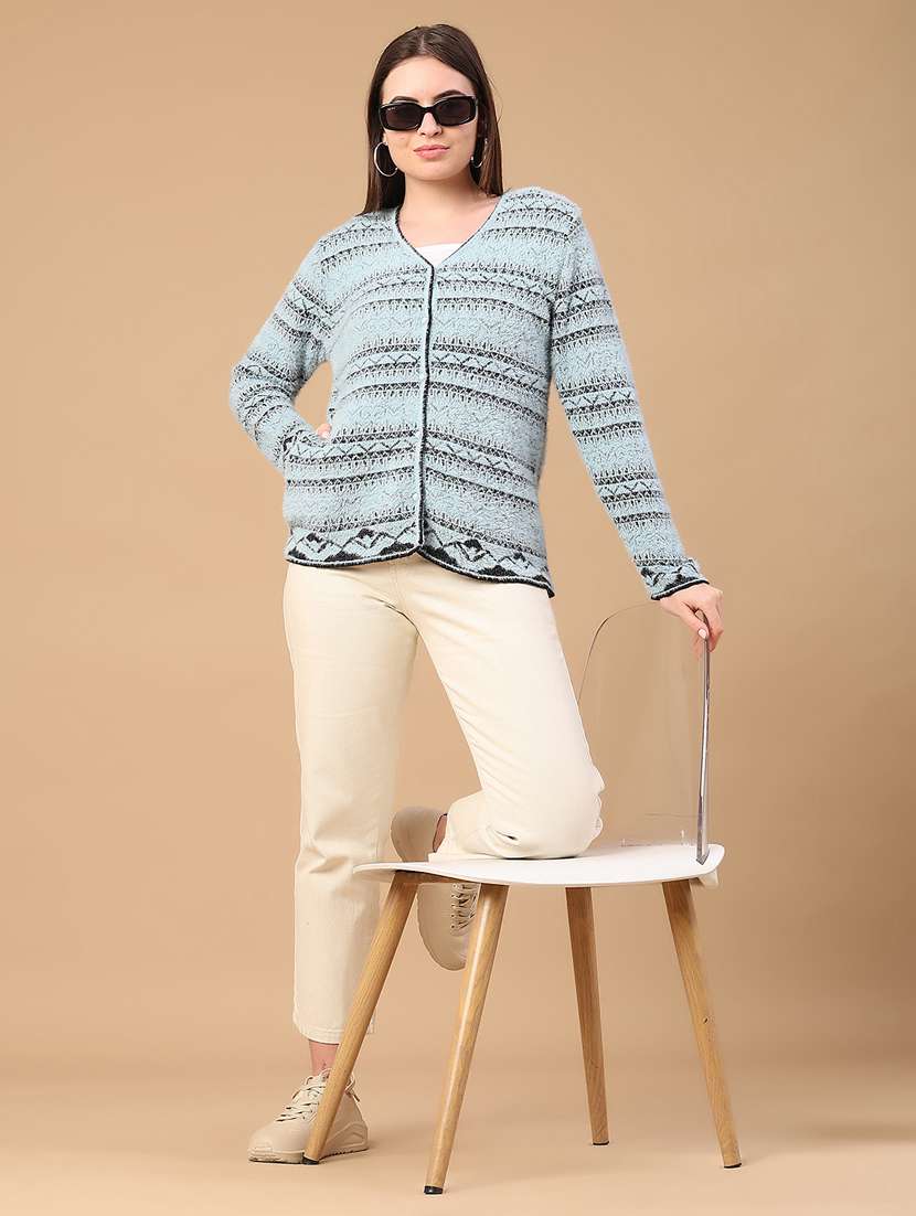 women self design long sleeve cardigan - 22159621 -  Standard Image - 5