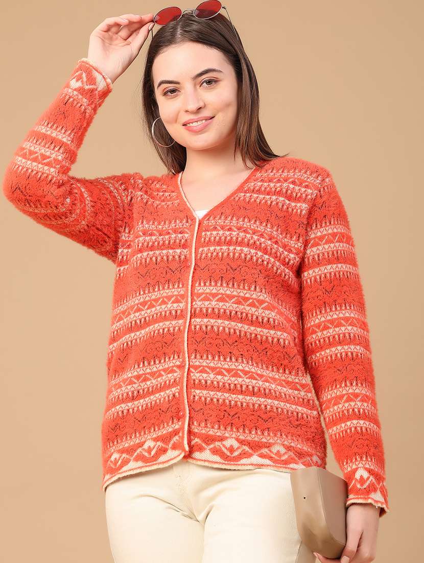 women self design long sleeve cardigan