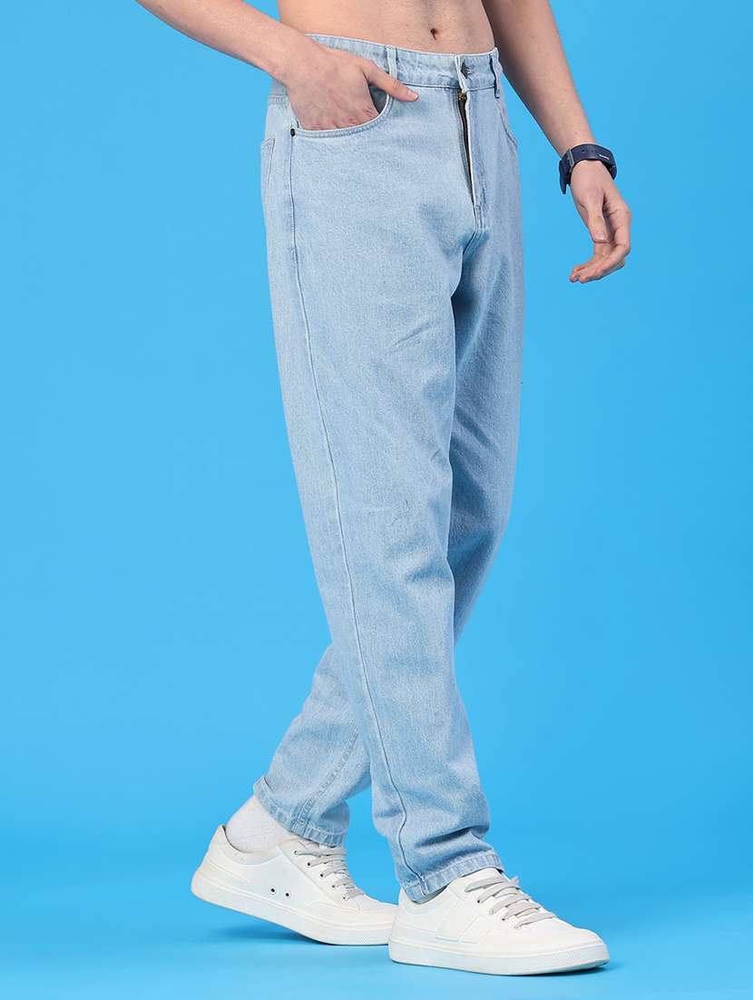 men plain mid rise relaxed fit jeans - 22159639 -  Standard Image - 5