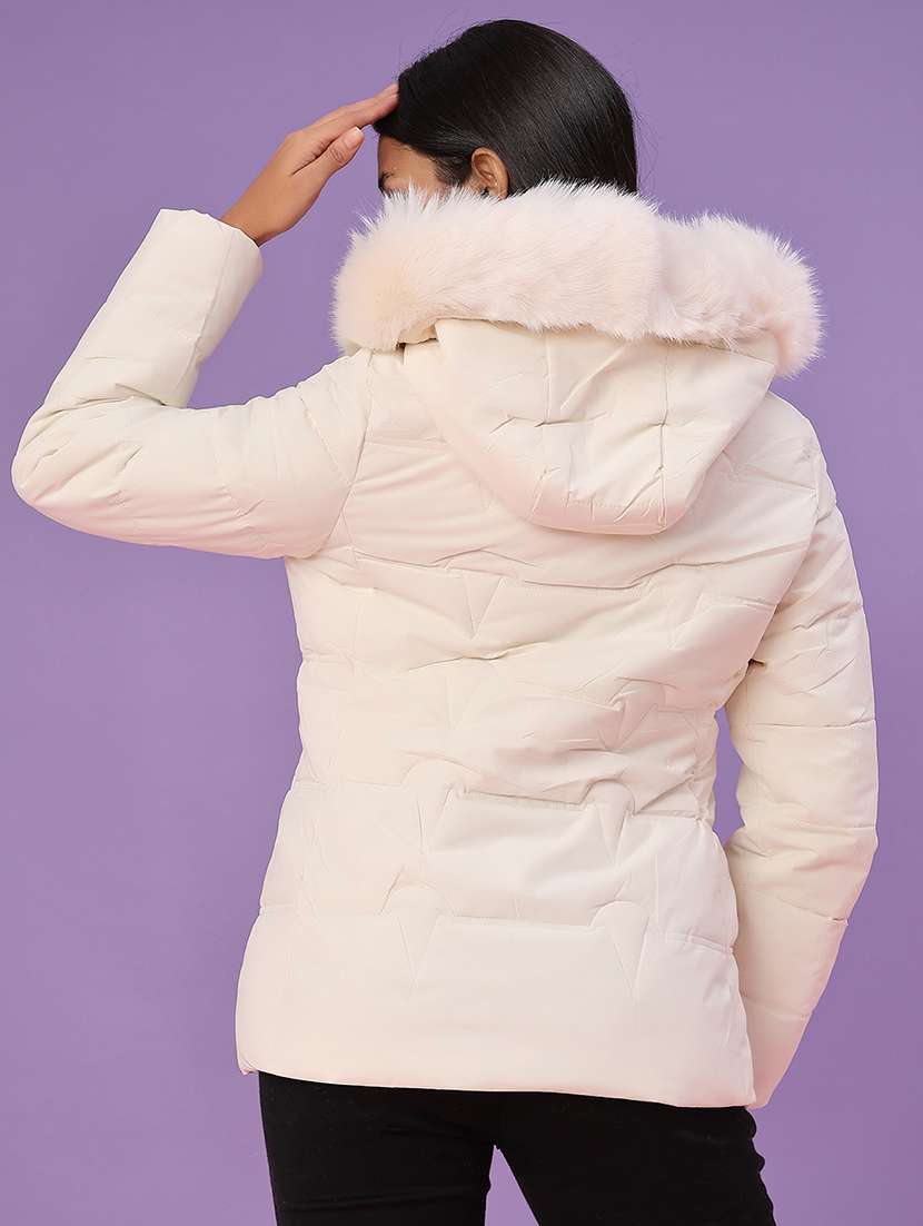 women solid long sleeve puffer jacket - 22159641 -  Standard Image - 3