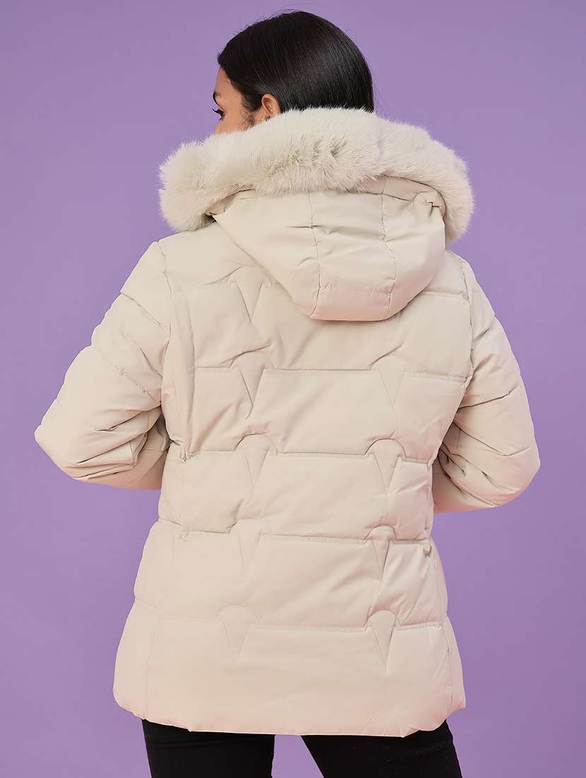 women solid long sleeve puffer jacket - 22159643 -  Standard Image - 3