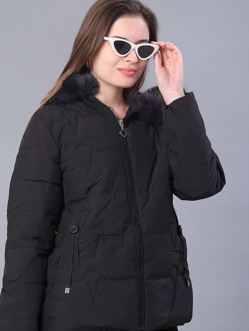 women solid long sleeve puffer jacket - 22159646 -  Standard Image - 0