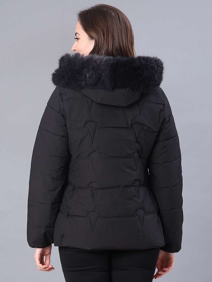 women solid long sleeve puffer jacket - 22159646 -  Standard Image - 3