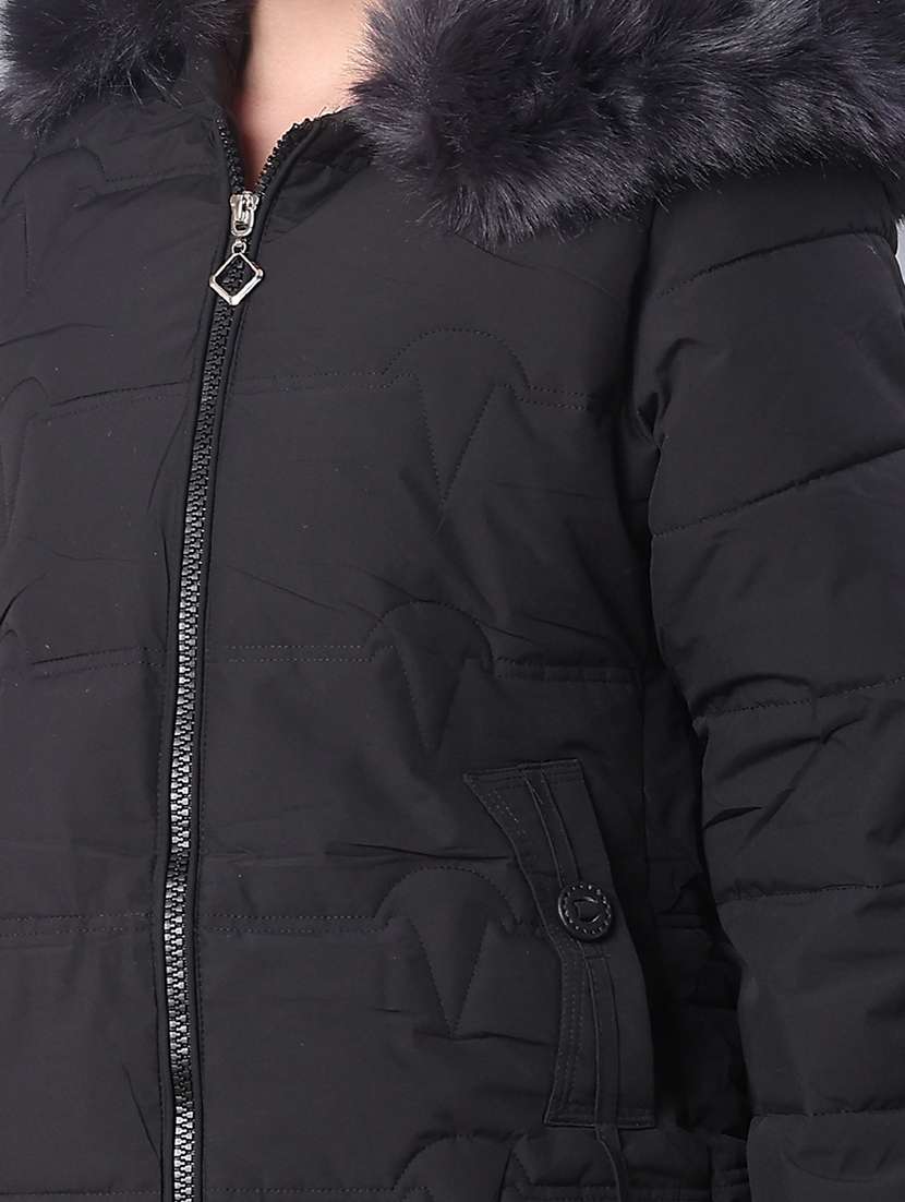 women solid long sleeve puffer jacket - 22159646 -  Standard Image - 5