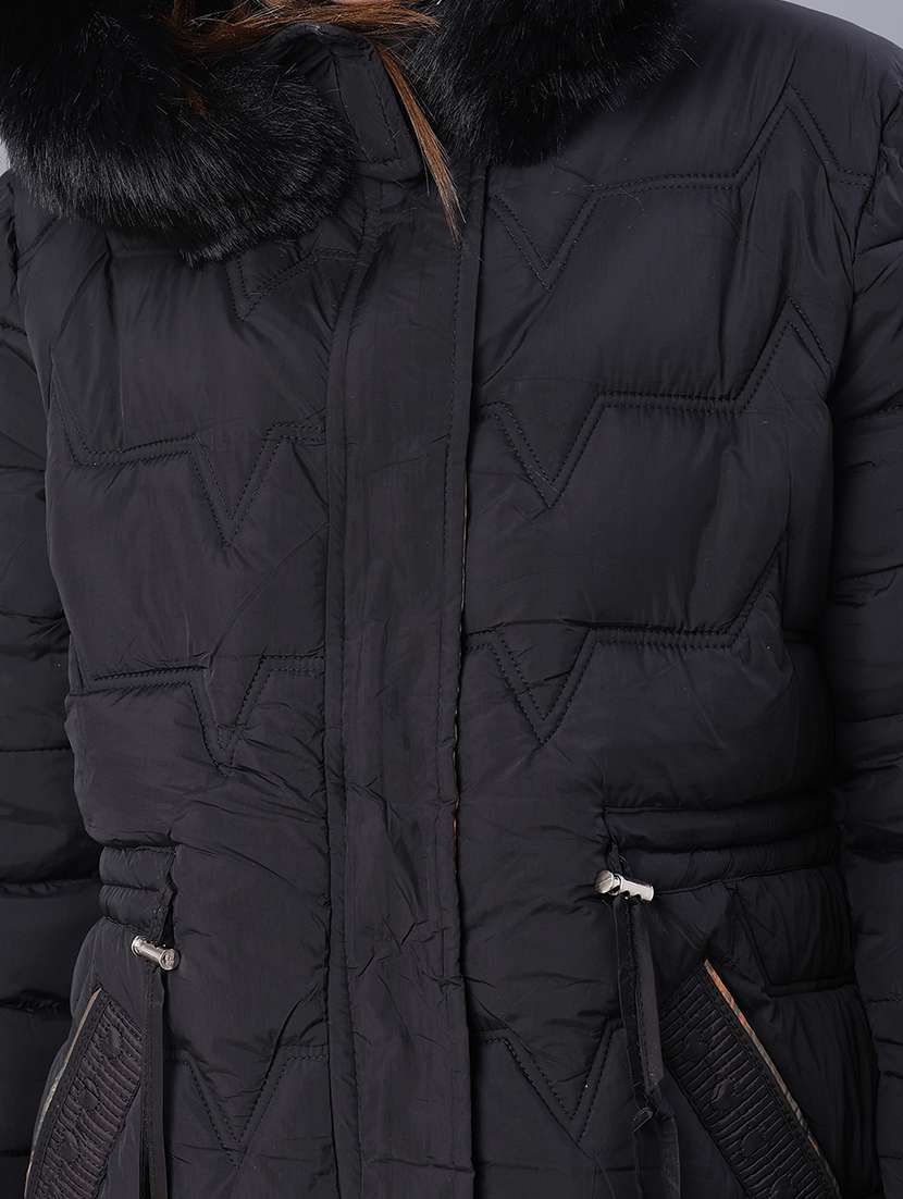 women solid long sleeve puffer jacket - 22159648 -  Standard Image - 5
