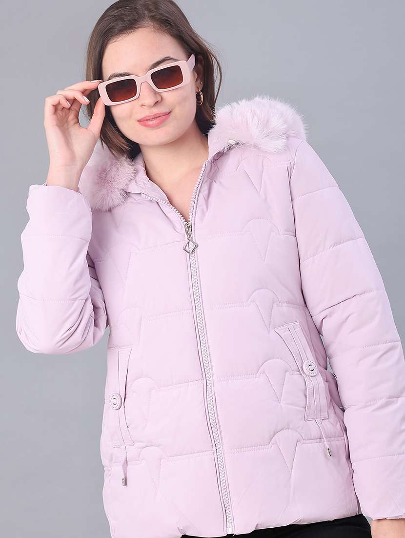 women solid long sleeve puffer jacket
