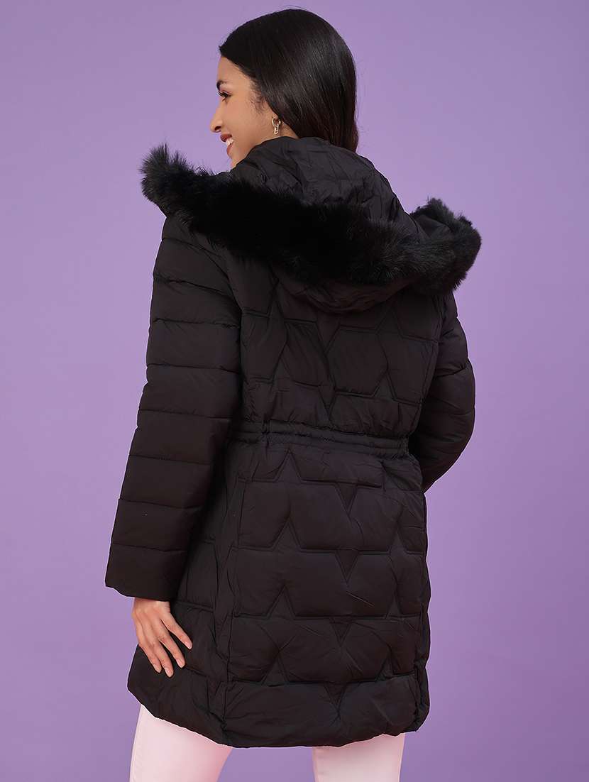 women solid long sleeve puffer jacket - 22159655 -  Standard Image - 3