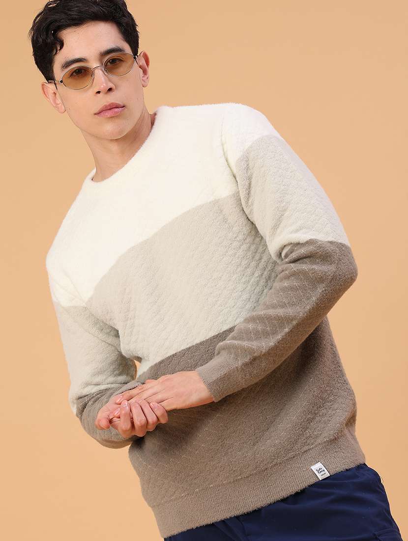 men color blocked long sleeve pullover