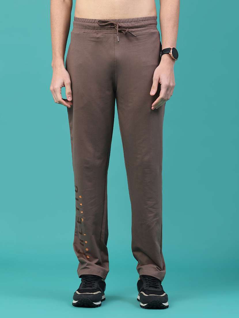men typographic mid rise full length track pant