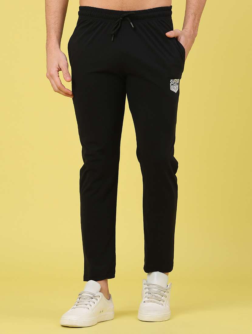 men solid mid rise ankle length track pant
