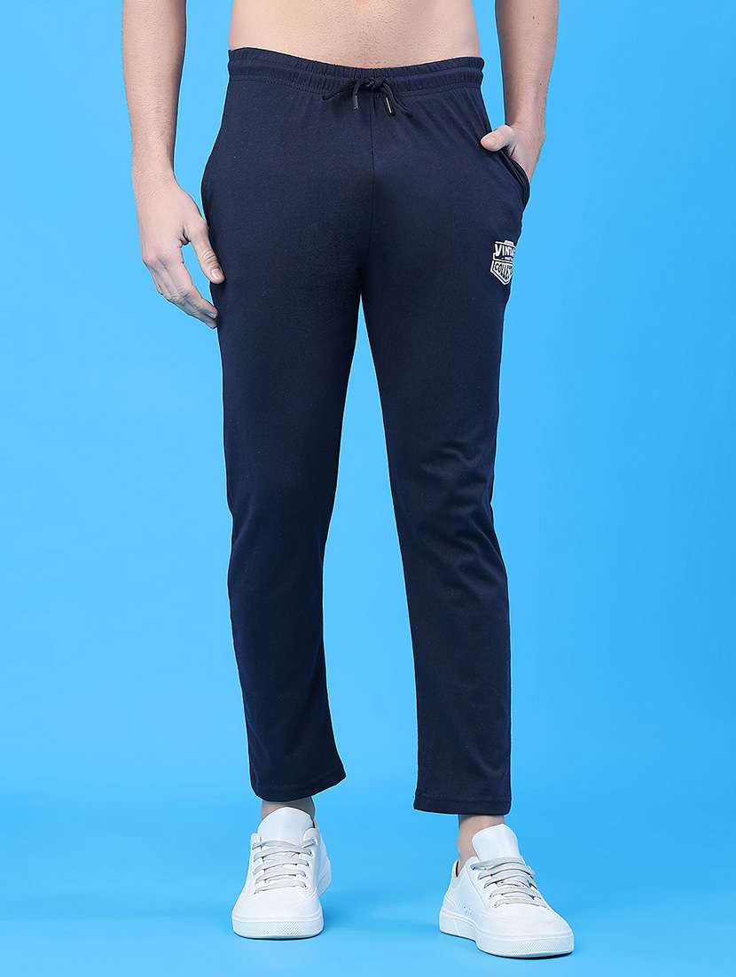 men solid mid rise ankle length track pant