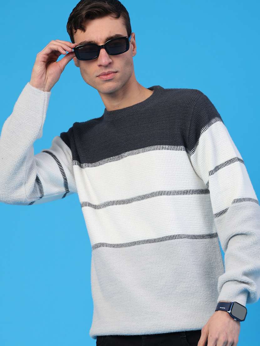 men color blocked long sleeve pullover