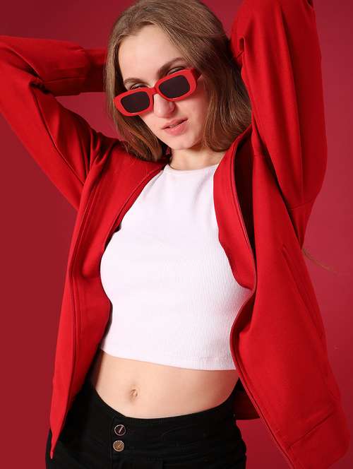 women solid long sleeve regular jacket - 22159799 -  Standard Image - 0