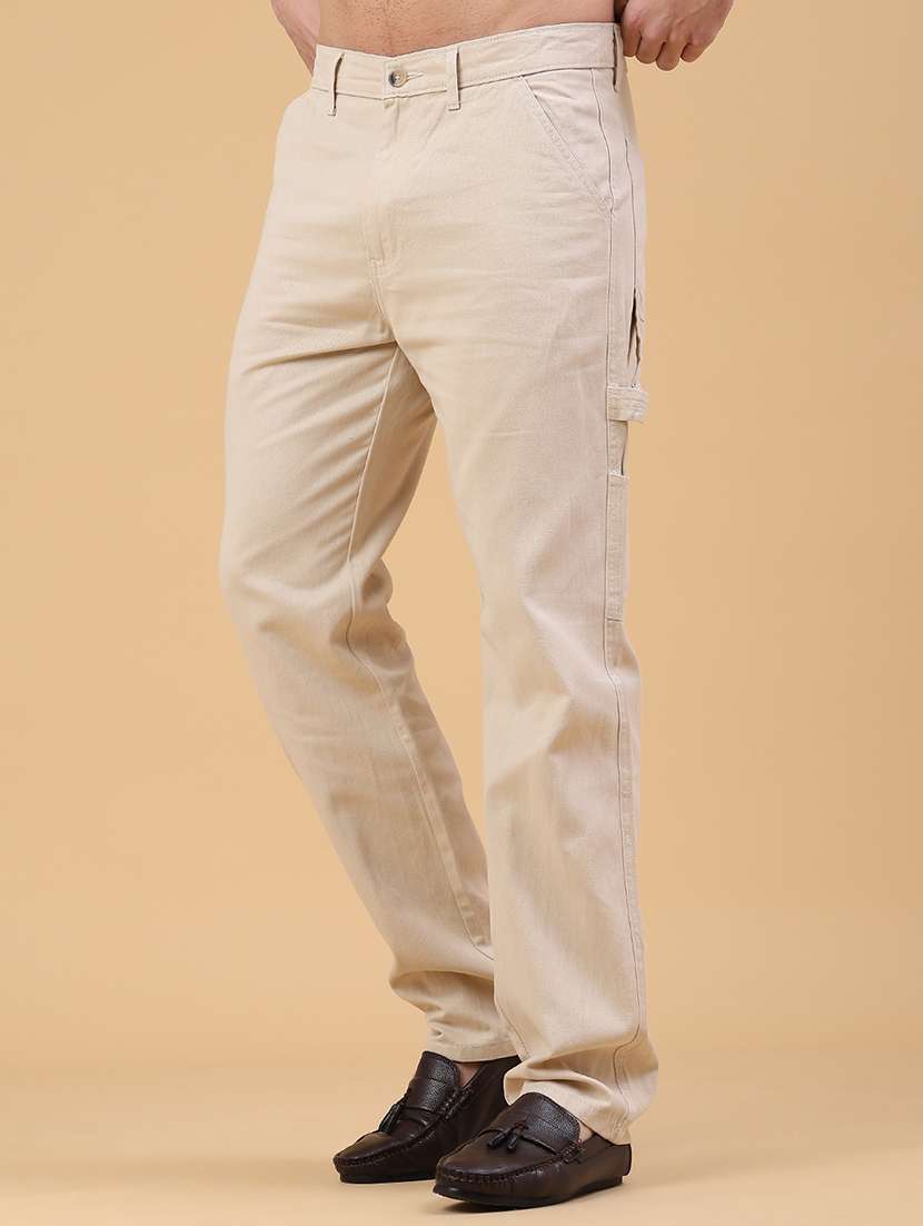 men solid mid rise chinos casual trouser - 22159841 -  Standard Image - 3