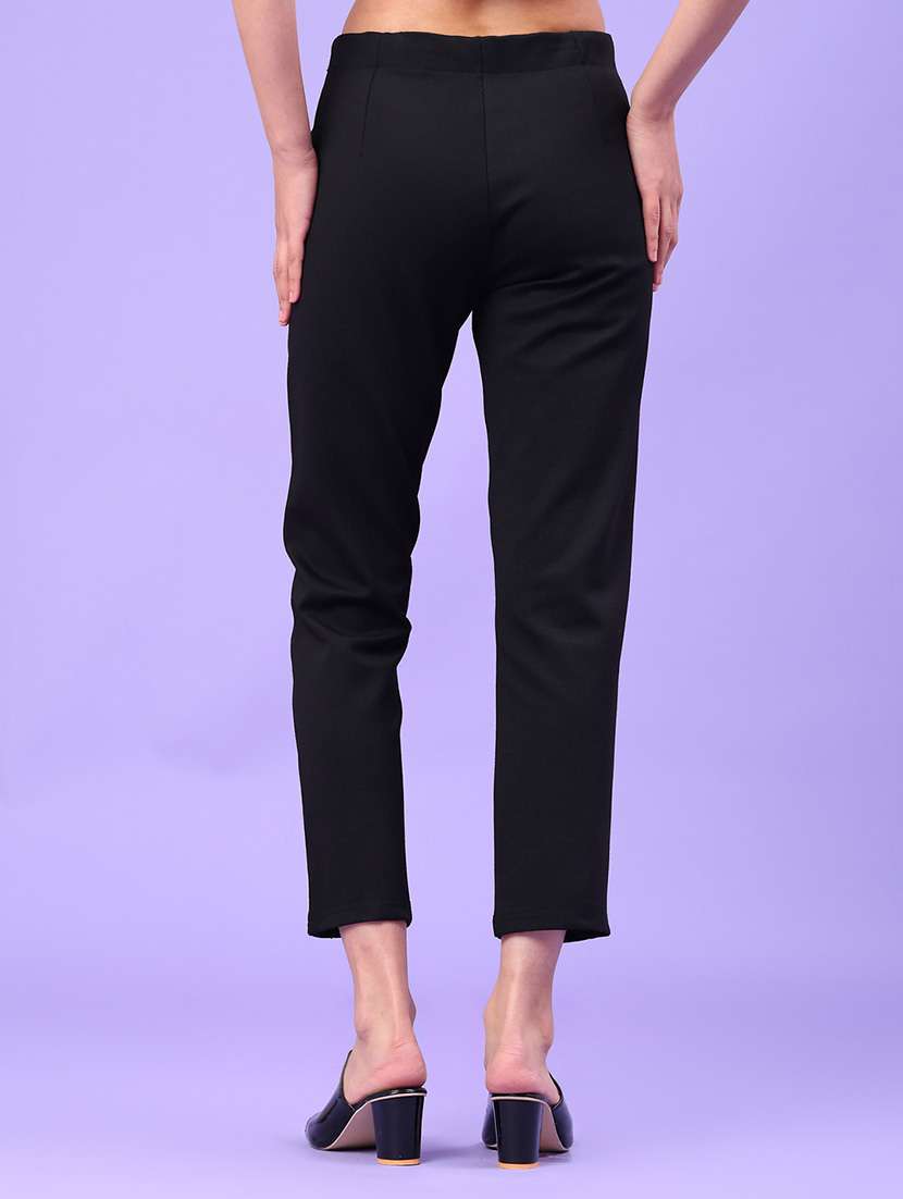 women solid mid rise straight trouser - 22159964 -  Standard Image - 3