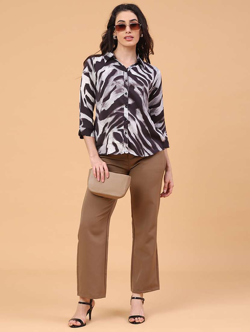 women solid high rise straight trouser - 22159966 -  Standard Image - 5