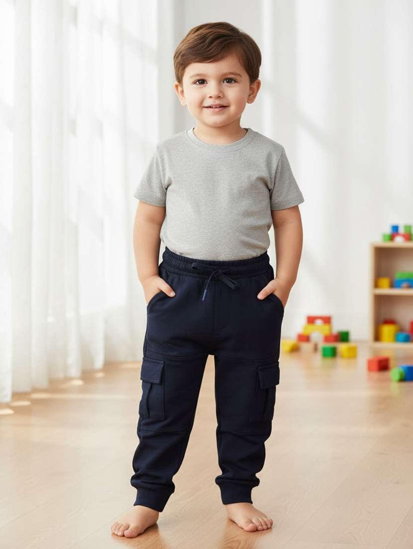 boys solid mid rise jogger