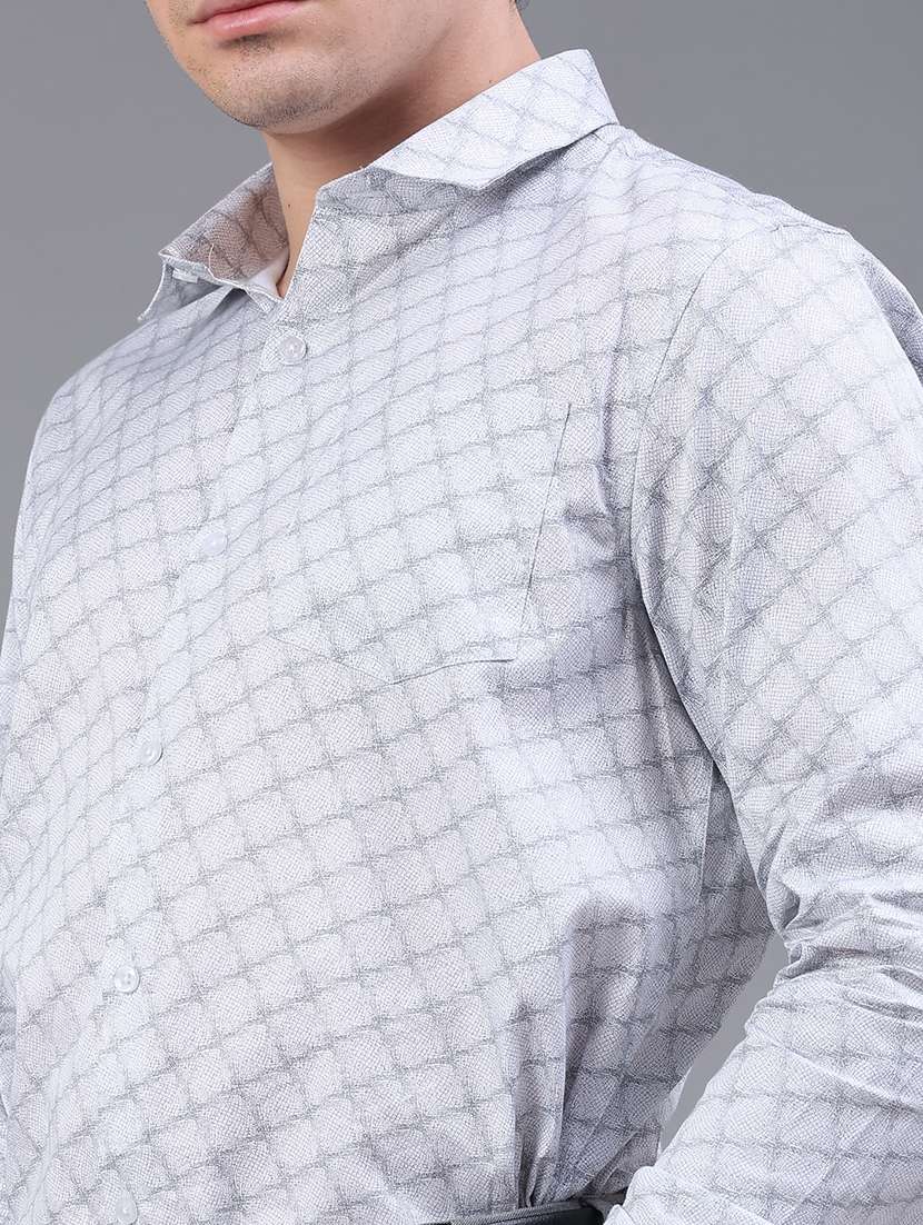 men printed long sleeve formal shirt - 22160029 -  Standard Image - 5