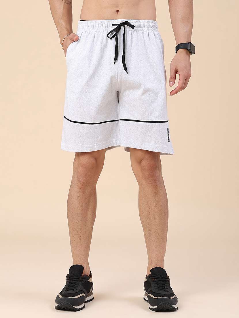men melange mid rise regular fit sports shorts