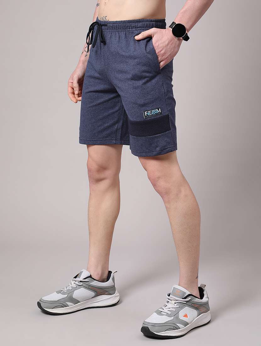 men blue cotton shorts three - fourth