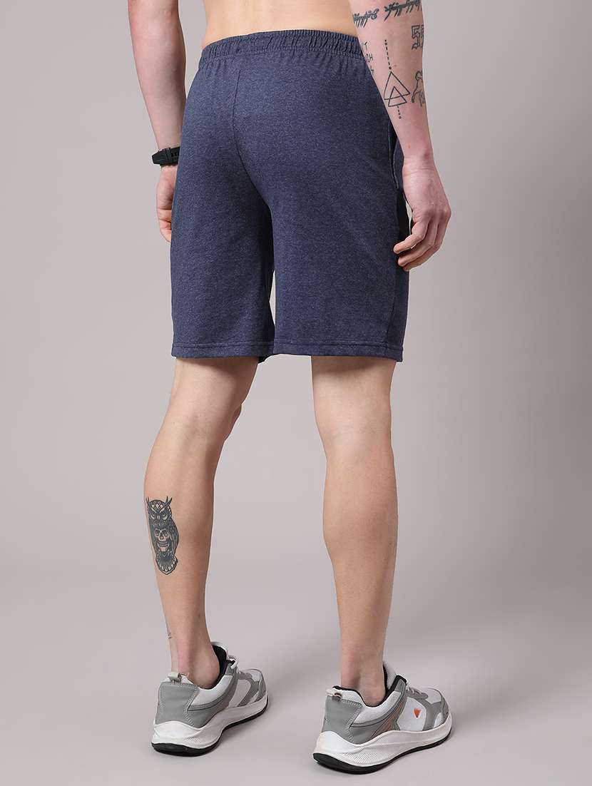 men blue cotton shorts three - fourth - 22160048 -  Standard Image - 3