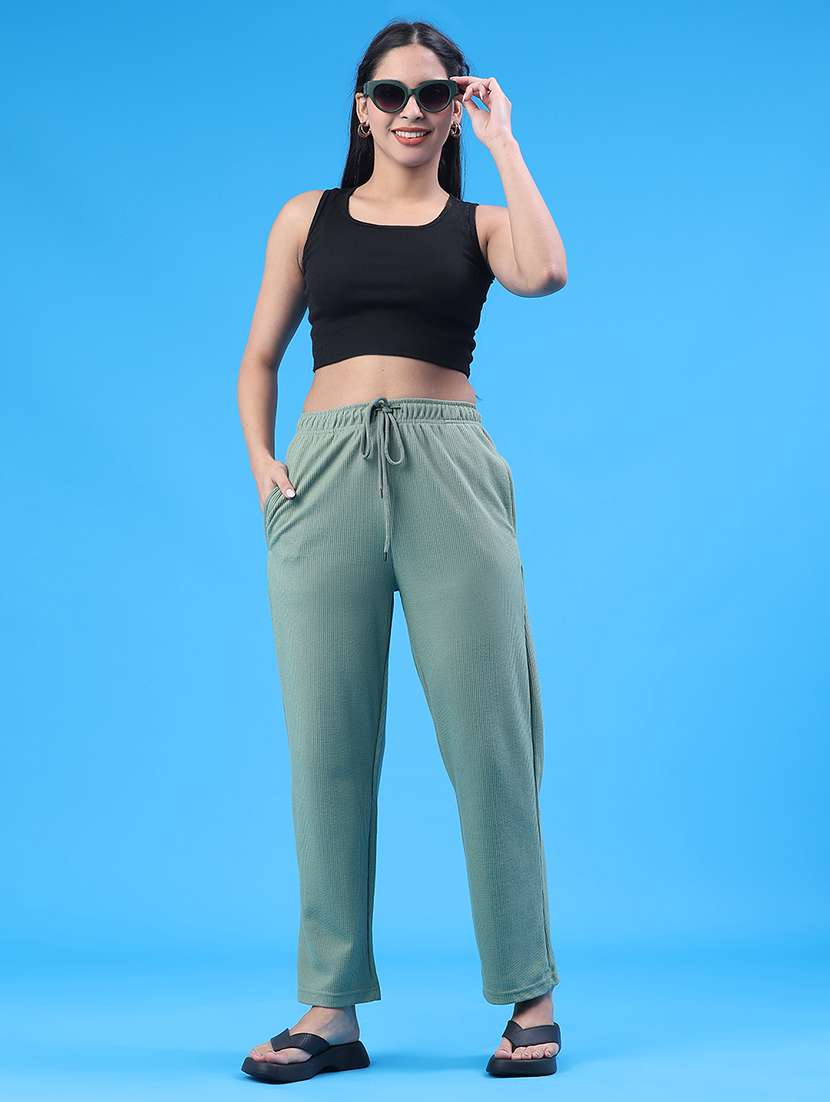 women solid mid rise straight trouser - 22160165 -  Standard Image - 5