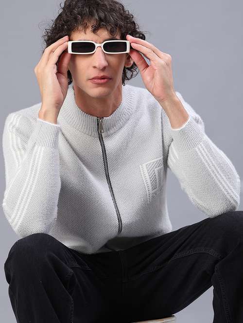 men self designed long sleeve zipper cardigan - 22160169 -  Standard Image - 0