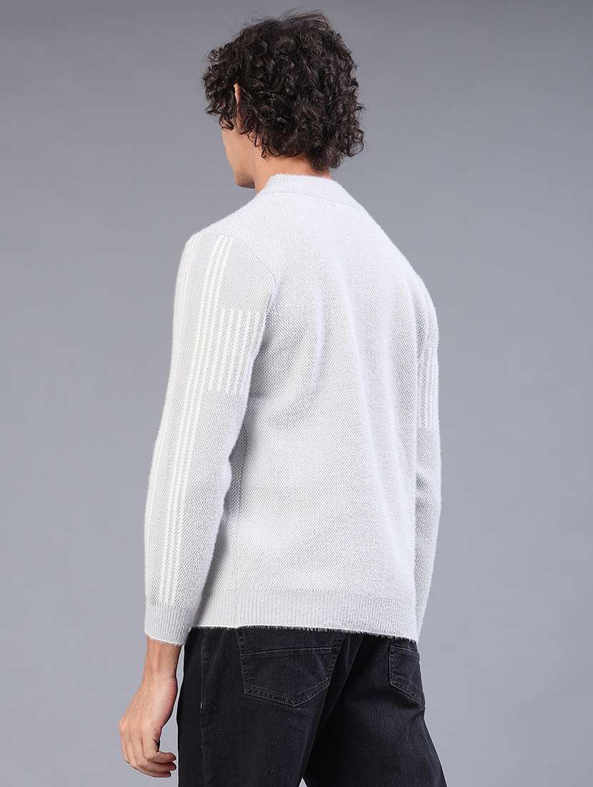 men self designed long sleeve zipper cardigan - 22160169 -  Standard Image - 3