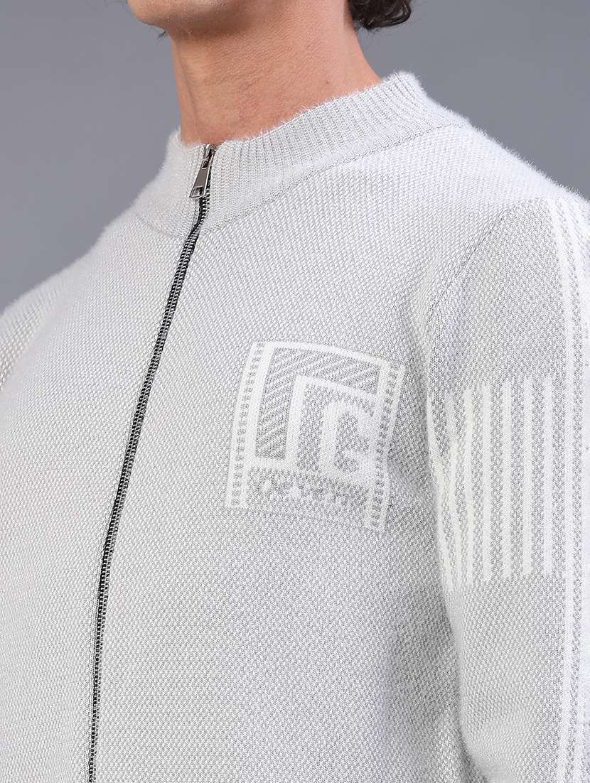 men self designed long sleeve zipper cardigan - 22160169 -  Standard Image - 5