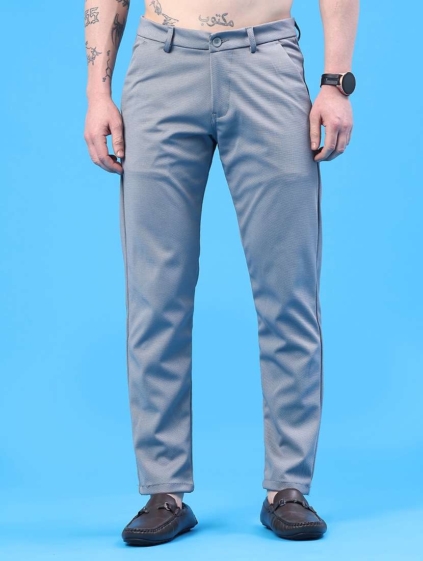 men solid mid rise chinos casual trouser