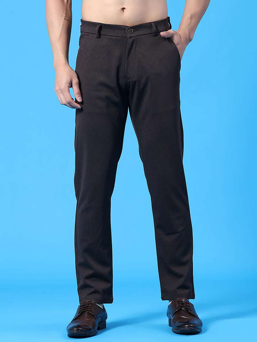men solid mid riise flat front formal trouser